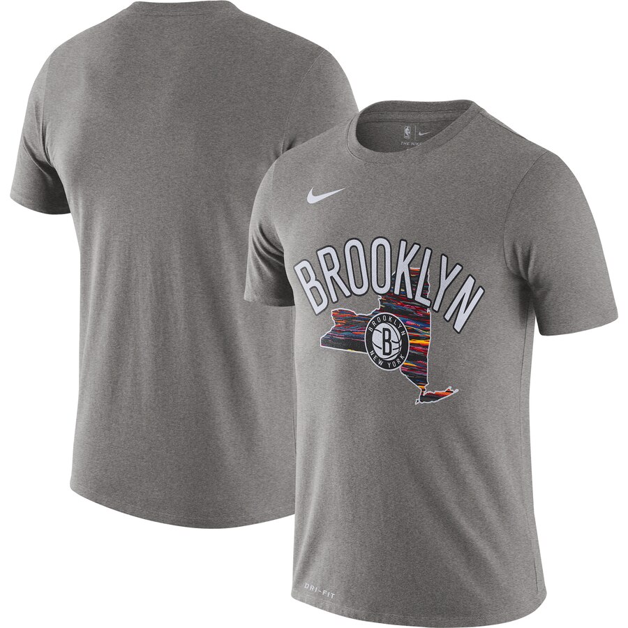 Men 2020 NBA Nike Brooklyn Nets Heather Gray 201920 City Edition Hometown Performance TShirt